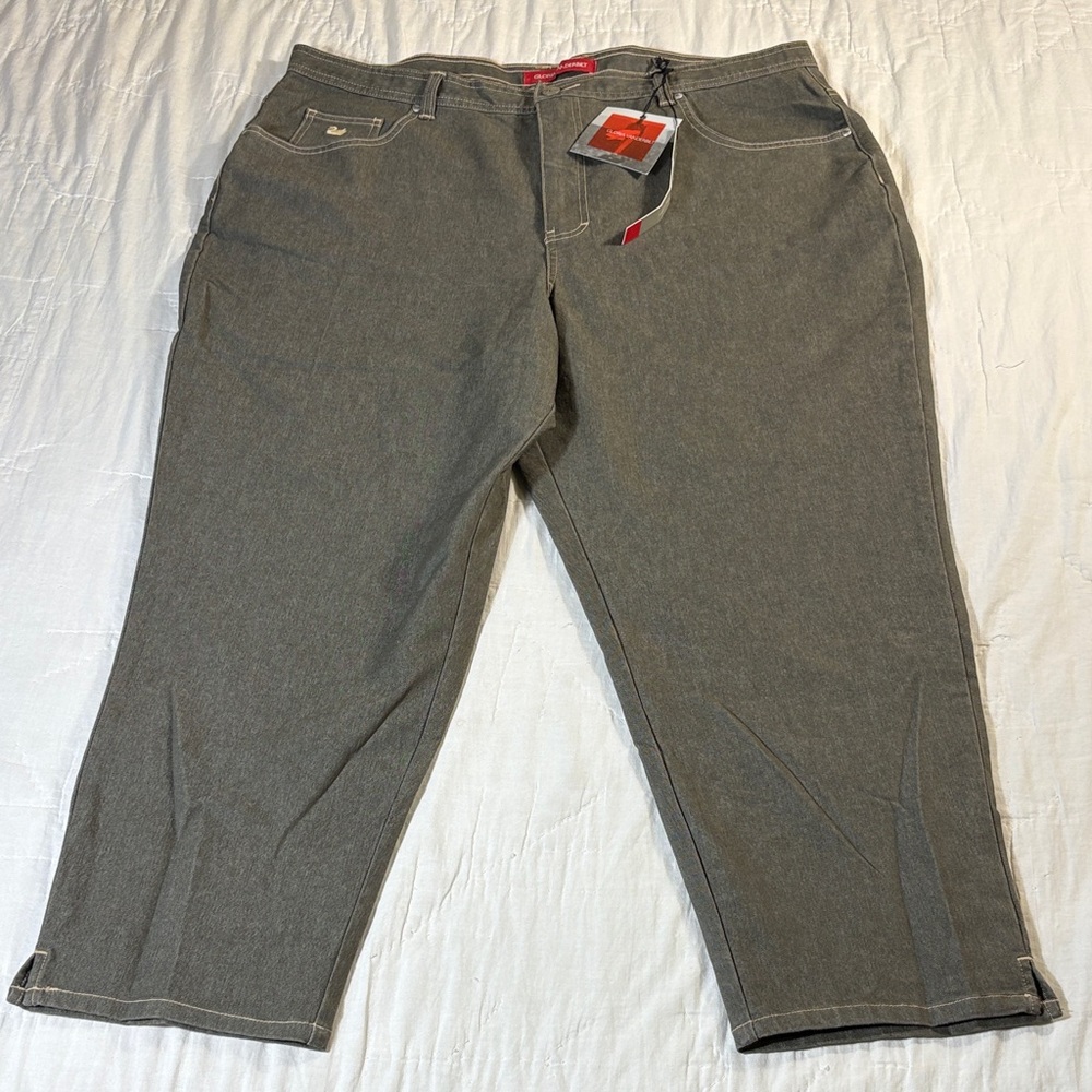 Gloria Vanderbilt Women's Fig Green High‎ Rise Straight Leg Capri Pants 20W NWT